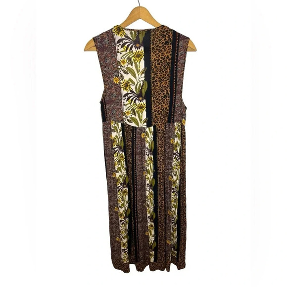 MELROSE Mixed Print Leopard Animal Floral Boho Sleeveless Flowy Popover Dress - Picture 7 of 9